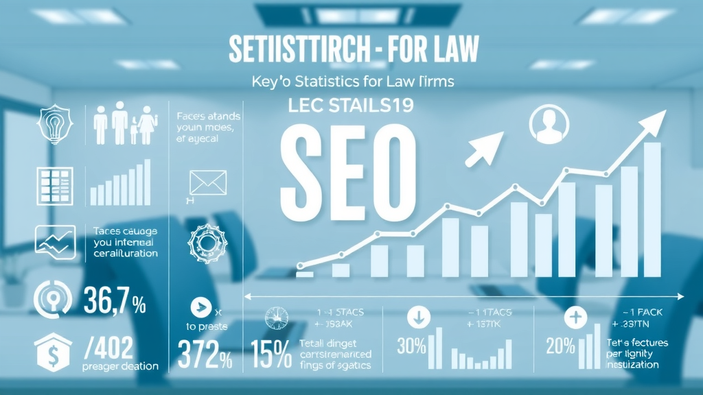 law firm SEO strategies infographic: statistics, growth charts, and search engine data for law firms