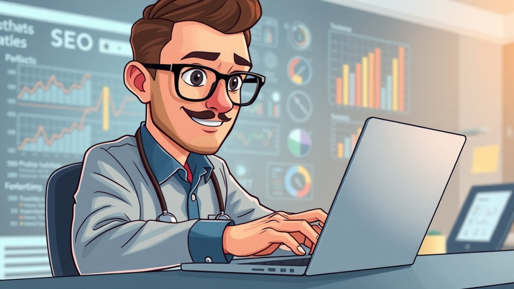 Technical SEO specialist auditing on-page SEO elements for client growth on modern laptop interface