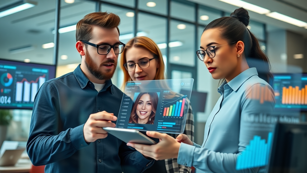 influencer marketing tactics team analyzing campaign performance charts in modern office