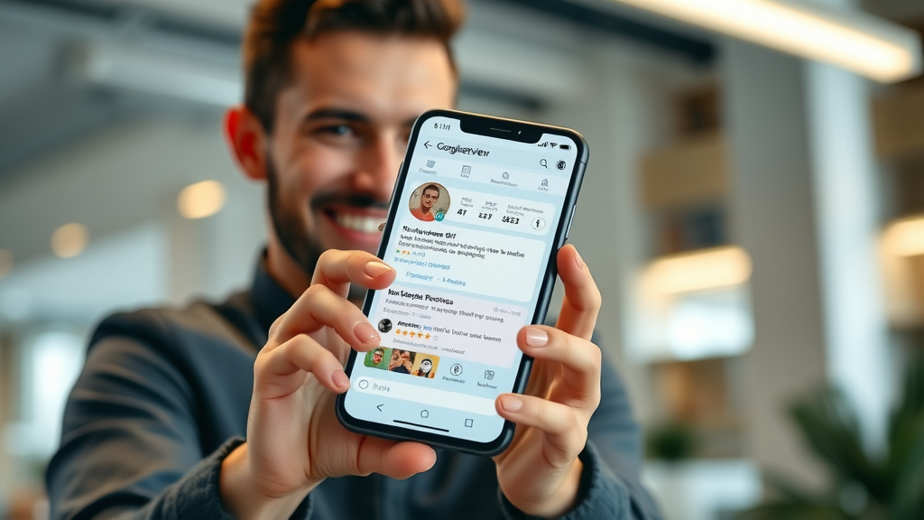 modern smartphone displaying a fully optimized google business profile, local SEO tips in use