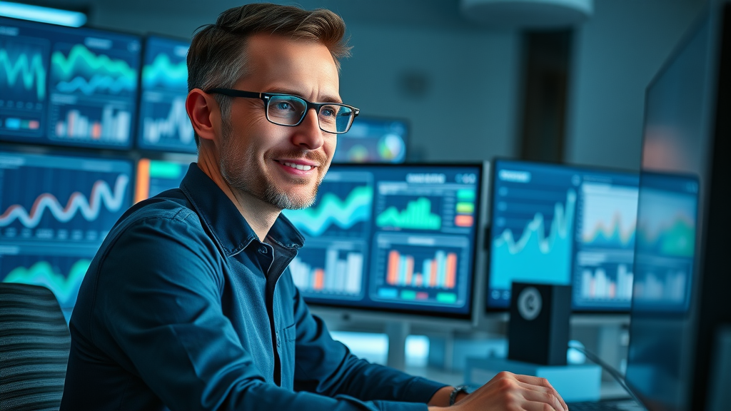 Internet marketing strategies analytics dashboard with marketer tracking KPIs on multiple screens