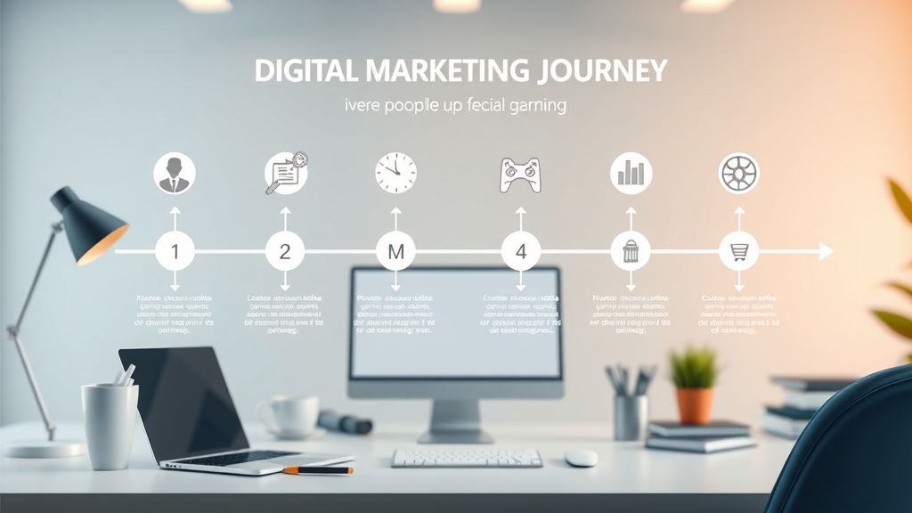 digital marketing strategies infographic visualizing digital marketing journey with strategy milestones and harmonious pastels