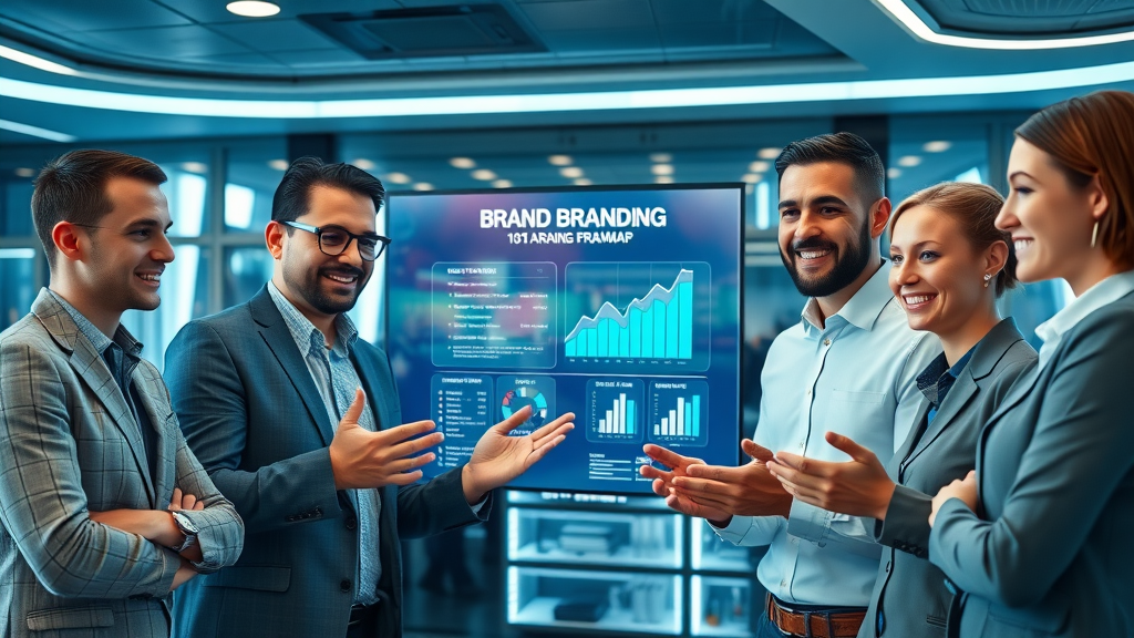 business team discussing advanced branding strategies on digital branding roadmap