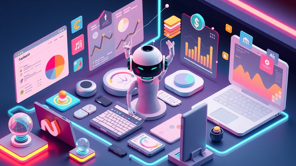 collection of modern digital content marketing tools with AI writing and analytics dashboards
