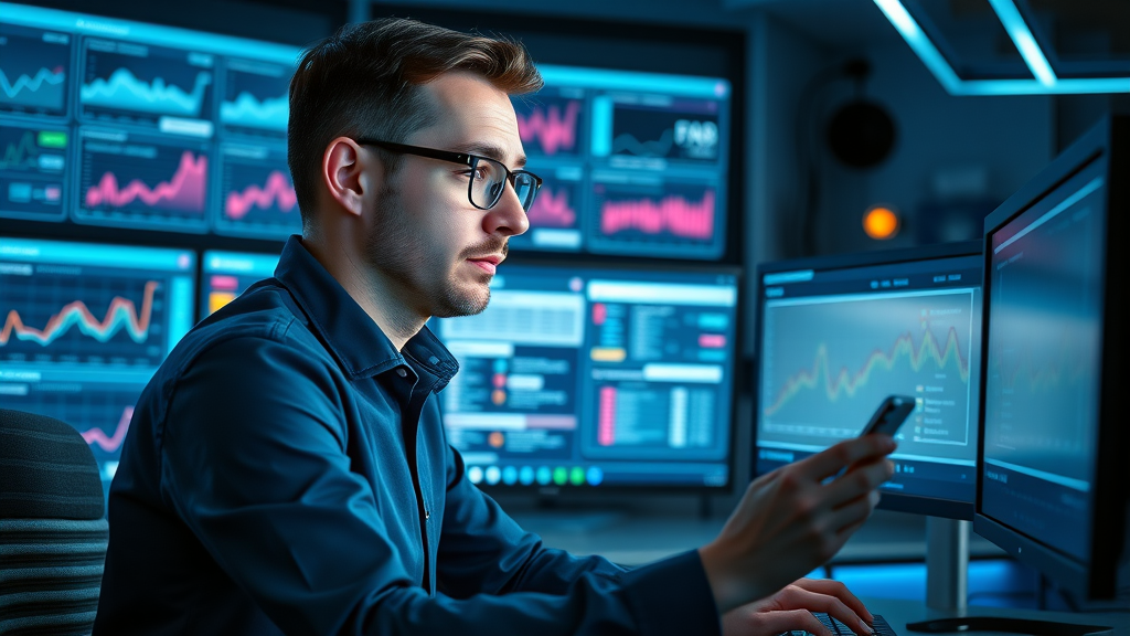 social media marketing: manager monitoring live sentiment dashboards and customer questions