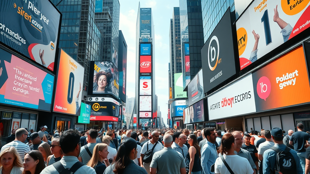 variety of business branding strategies visualized in a modern marketplace