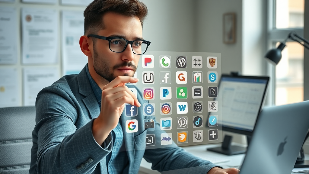 marketer building a stack of top content marketing tools for digital strategy