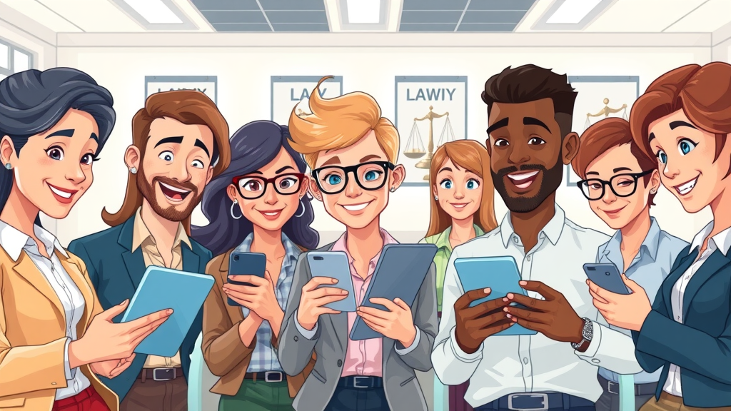 diverse legal audience personas interacting with content marketing for attorneys