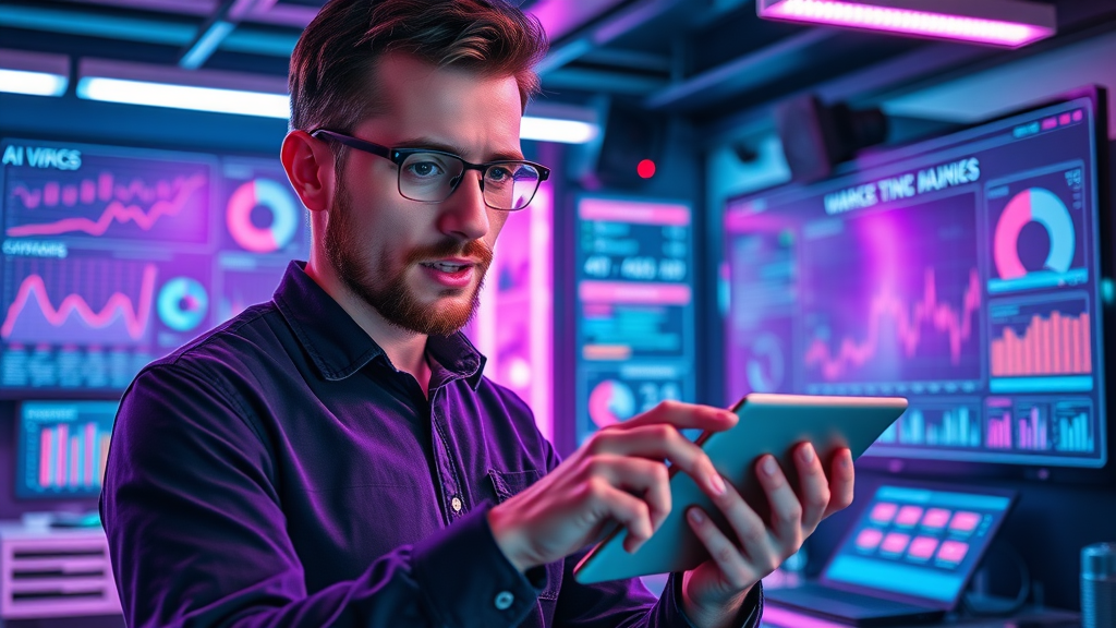 innovative marketer using AI-driven social media marketing tools for digital campaign management