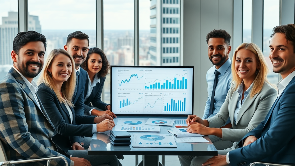 lawyers discussing social media analytics for law firm
