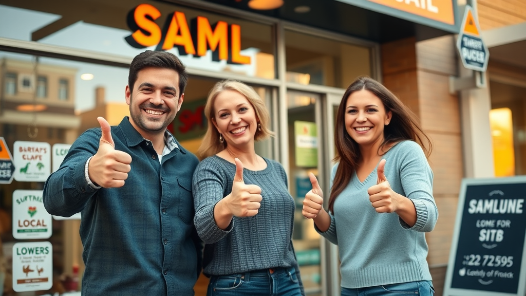 happy small business team celebrates positive local business reputation management