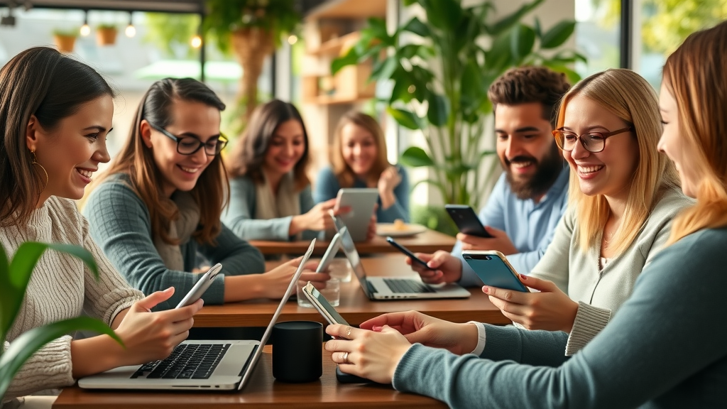 diverse happy customers browsing a local business website, local seo for attracting customers