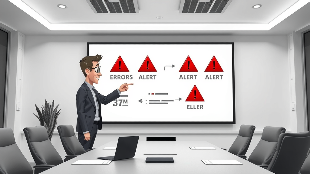 online authority building: business consultant pointing out authority pitfalls on digital presentation