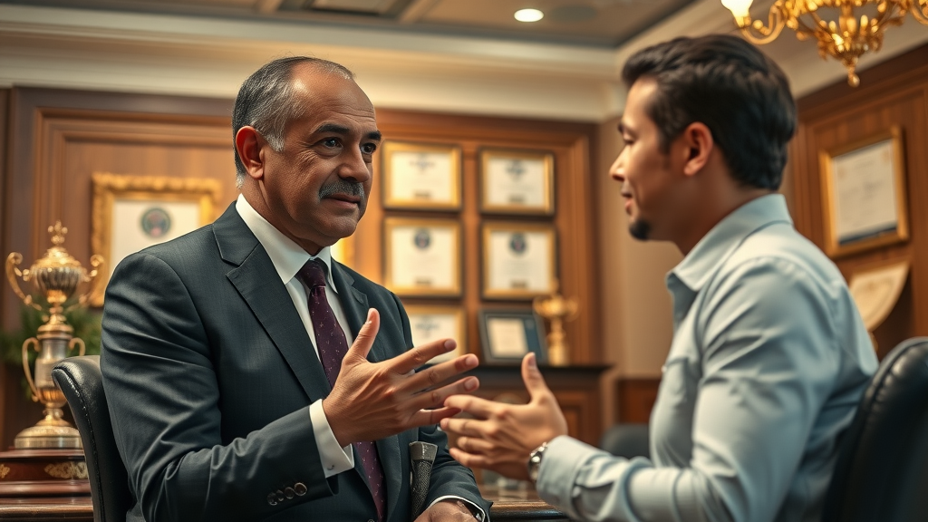 personal injury law: attorney meeting client to discuss video testimonial strategy