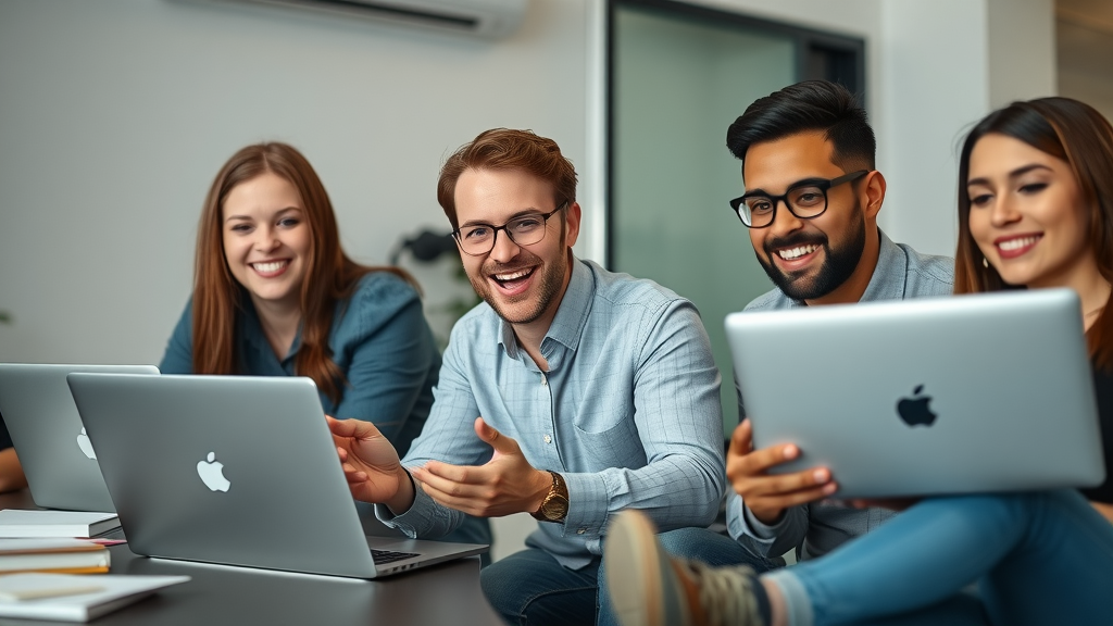 Small business team adopting digital marketing trends and online marketing tools for future-proofing strong online presence