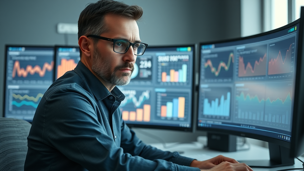 law firm analyst reviewing email marketing analytics