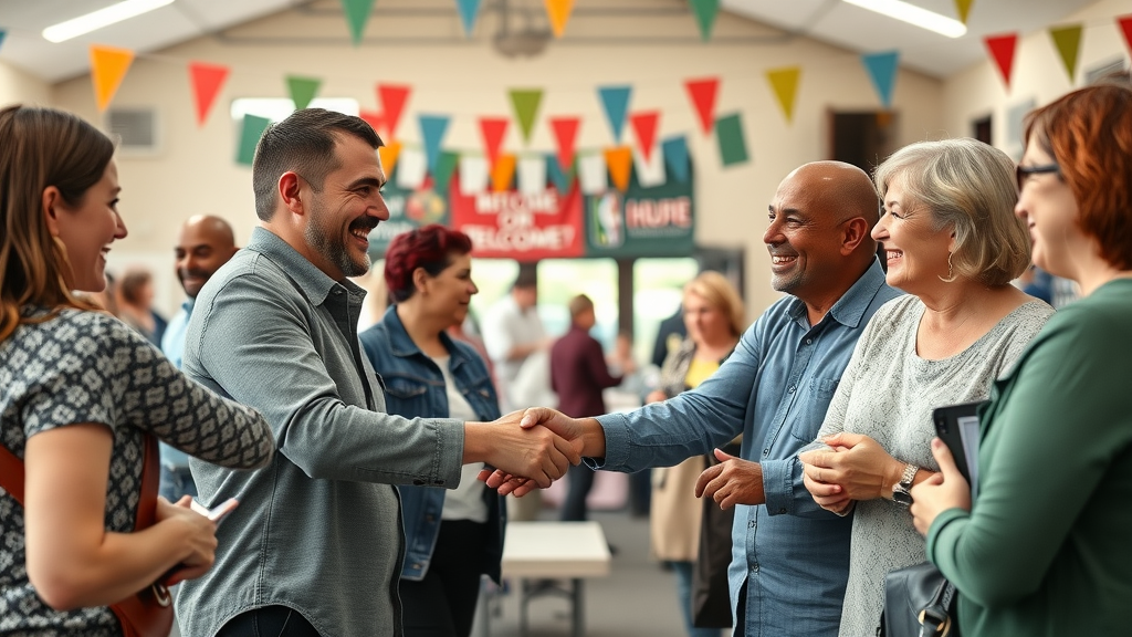 community engagement for reputation - business owners connecting with community members at a local event