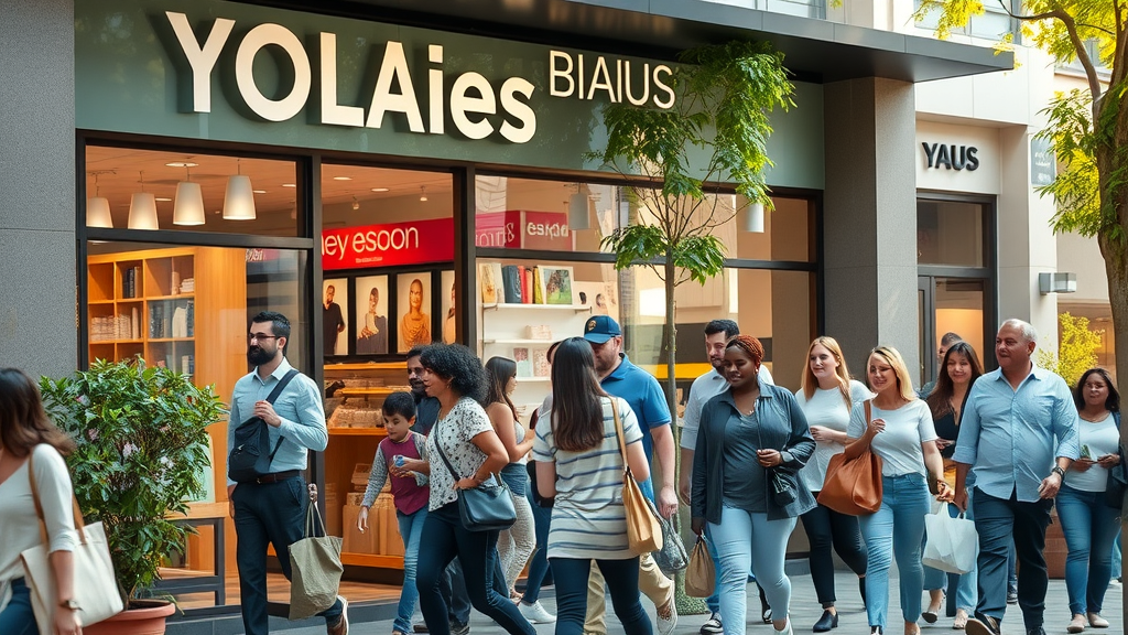 Modern storefront thriving from a strong social media marketing strategy with high local foot traffic