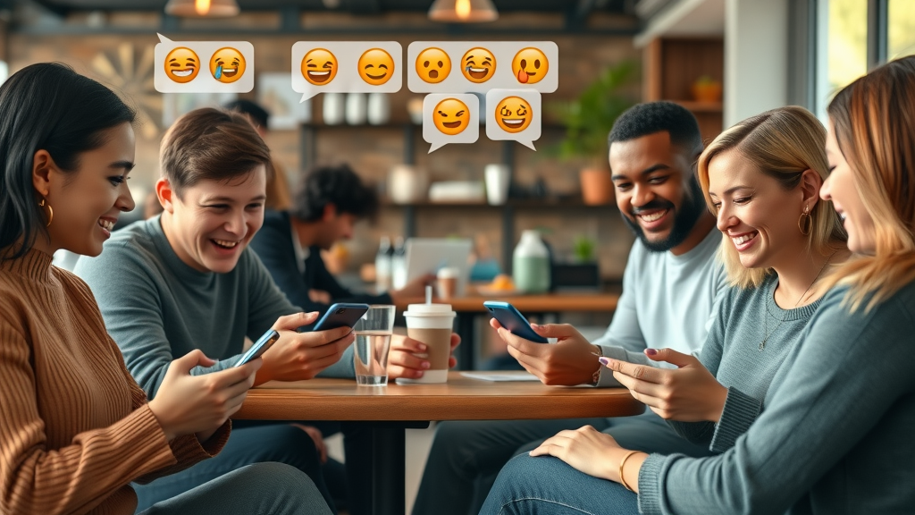 happy community of diverse users engaging online, building social media presence