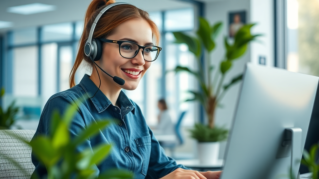Friendly customer service representative building trust online with attentive support.