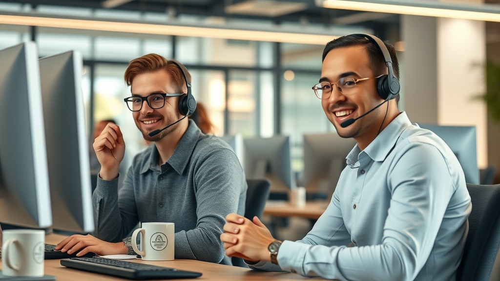Friendly customer service team providing online support and building authority to attract new customers.