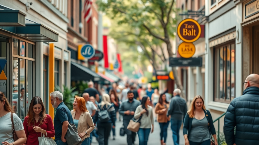 content marketing local business vibrant downtown shopping district