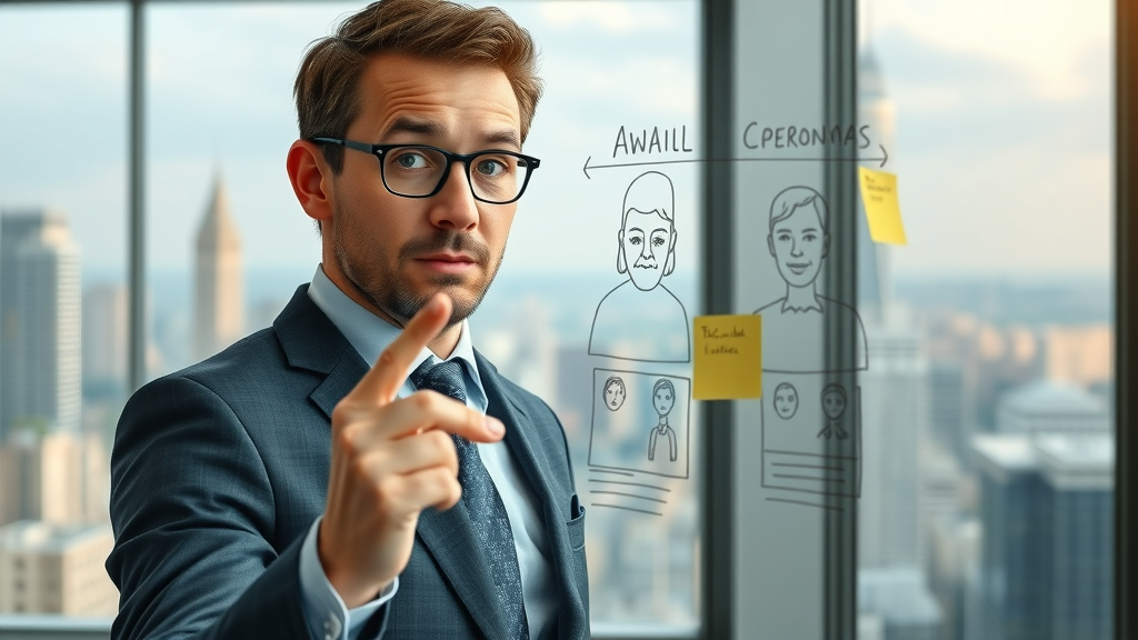 Business analyst outlining client personas for a professional services firm