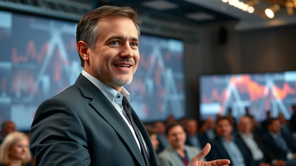 Thought leader executive speaking at a professional services industry event