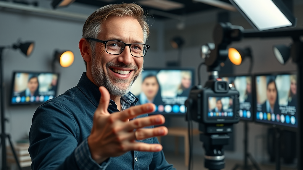 Influential thought leader recording professional content marketing vlog for a services brand