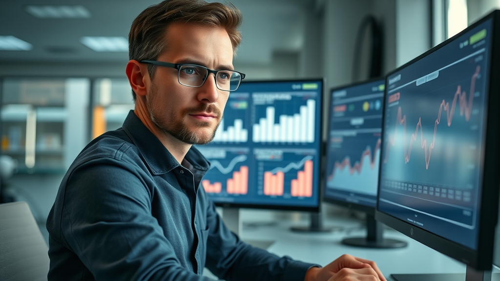 Intelligent digital marketer reviewing ad performance dashboard for improving ad ROI