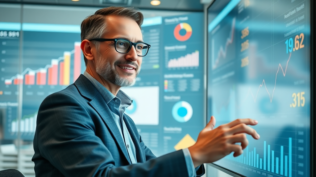marketing manager reviewing digital marketing KPIs and analytics