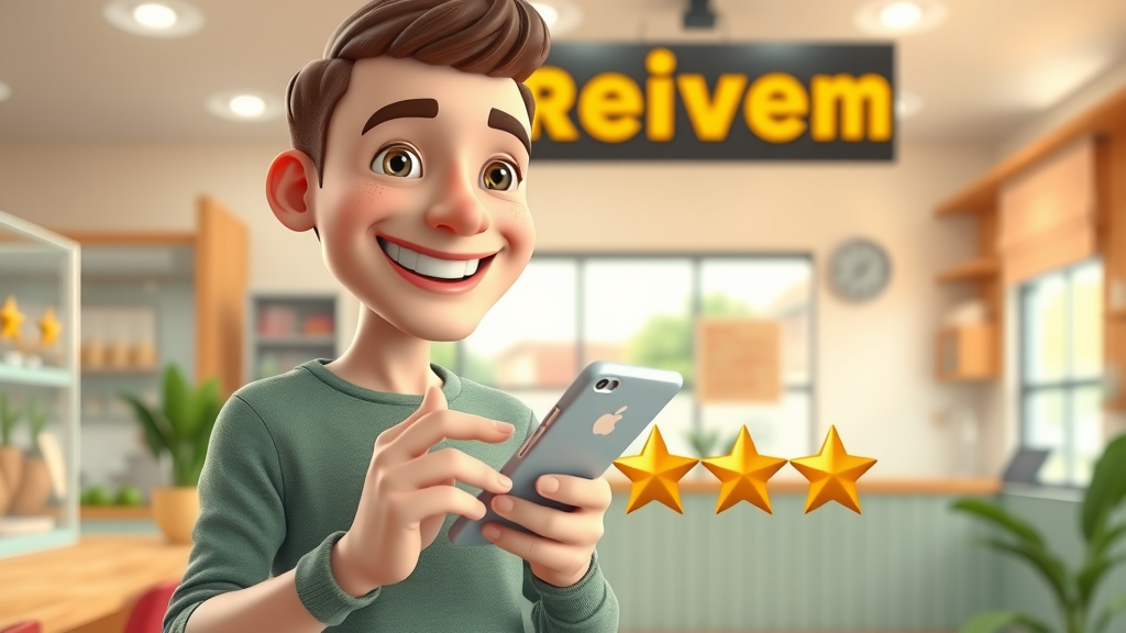 happy customer leaving positive review on local business social media account