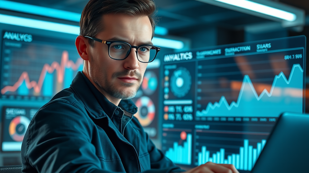 marketing analyst evaluating sentiment analysis dashboard for online reputation management