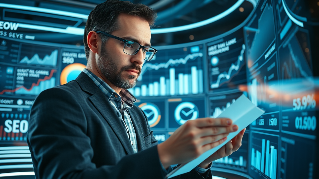 Digital marketing professional monitoring law firm SEO performance dashboards