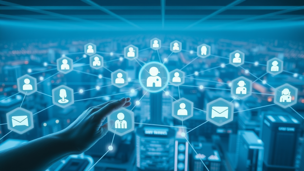 local content marketing backlinks: network visualization linking multiple local businesses, collaborative atmosphere