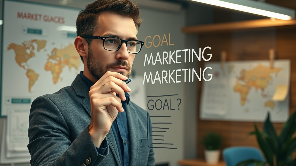 Small business owner setting marketing goals with content strategy for local businesses