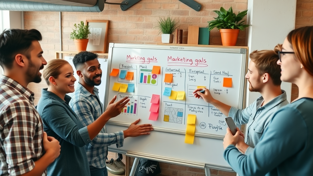 Digital Marketing Techniques for Service Companies marketing team mapping goals at whiteboard