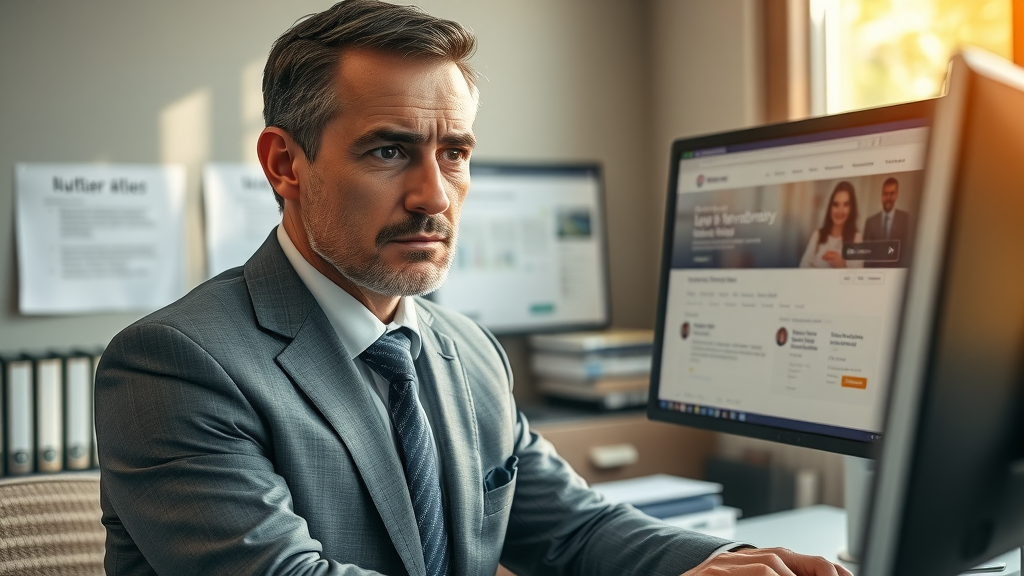Attorney reviewing client feedback local SEO for lawyers reputation
