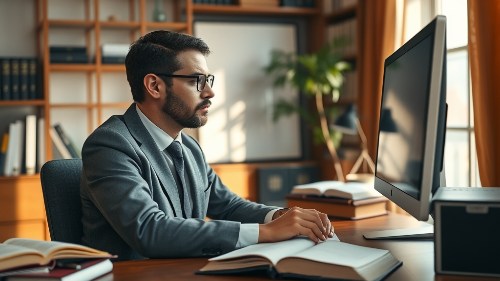 Legal content writer drafting a law firm blog to attract and educate clients, showcasing content marketing for lawyers