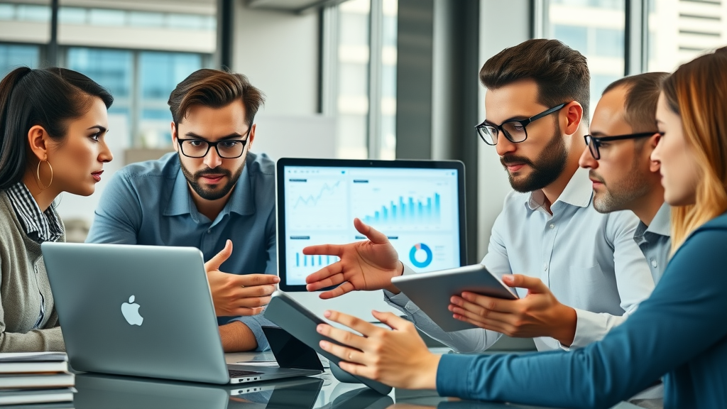 dynamic small business marketing team collaborating for digital marketing help