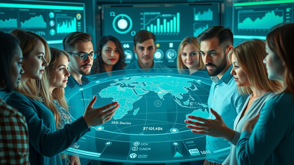 Diverse audience personas around a digital strategy map - target audience, digital brand, brand strategy, market segmentation
