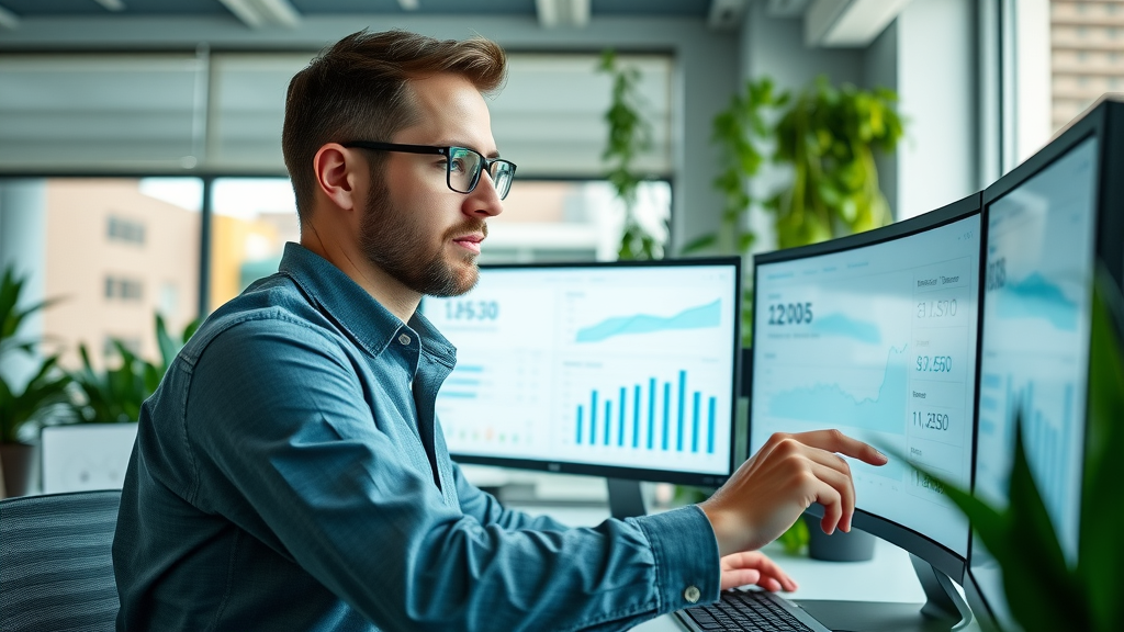 digital ad marketer optimizing an online campaign dashboard for advertising results