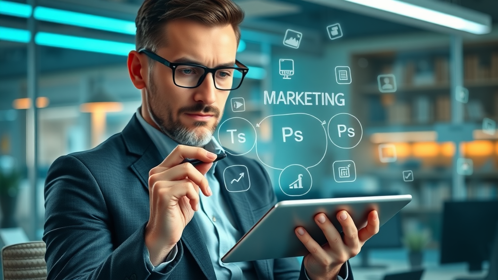 digital tablet displaying a strategic service marketing plan