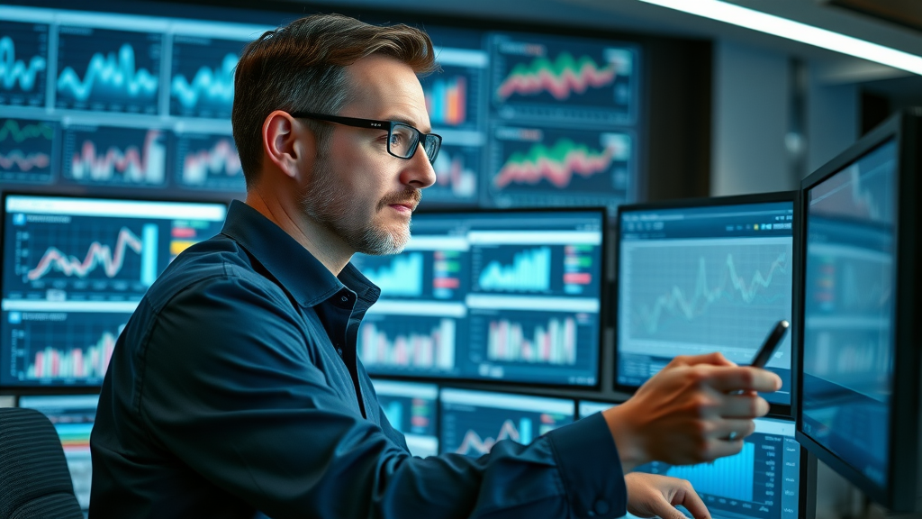 Analyst monitoring A/B testing and data for content optimization in marketing campaigns