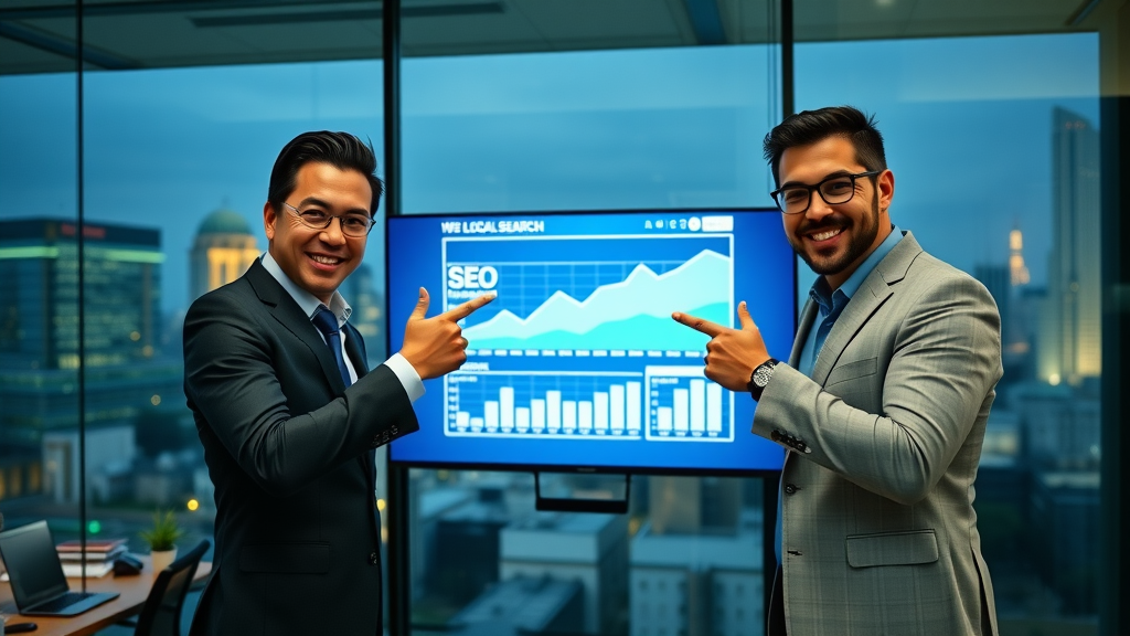 Law firm partners celebrating local SEO rankings growth