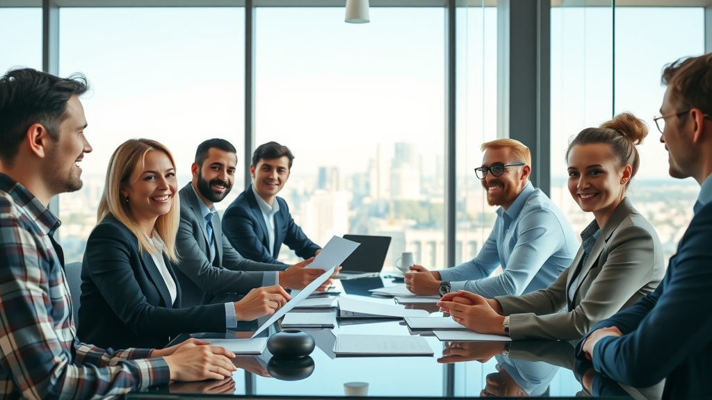 dynamic business team discussing service company marketing strategies