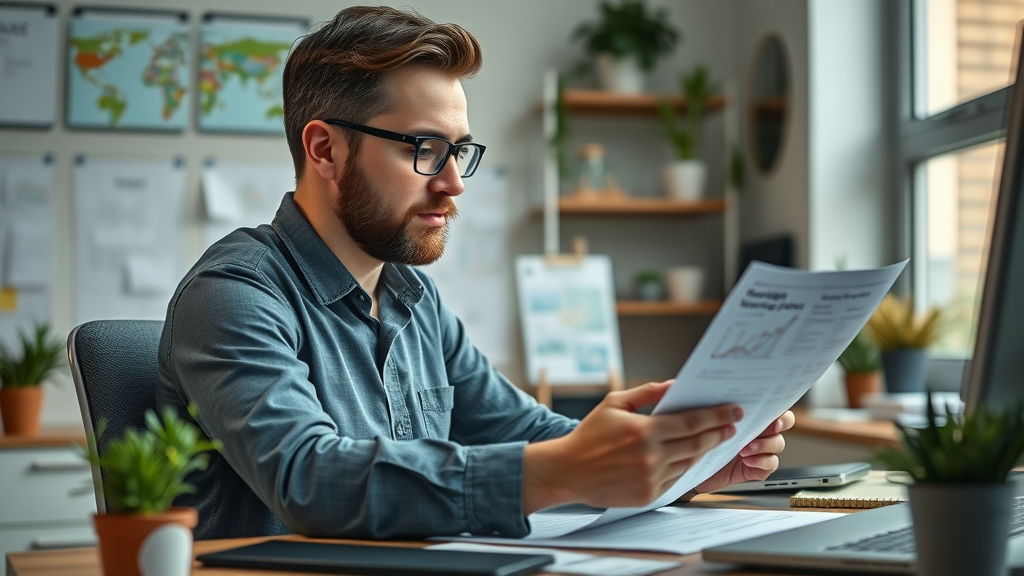 local business owner reviewing content marketing strategy plans