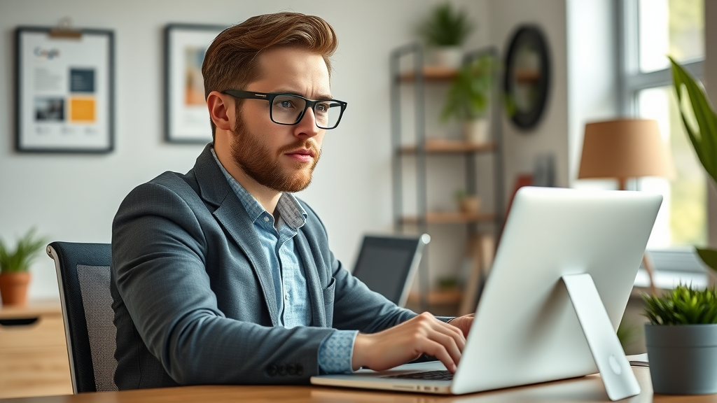 enthusiastic business owner updating Google Business Profile, reputation techniques for local businesses