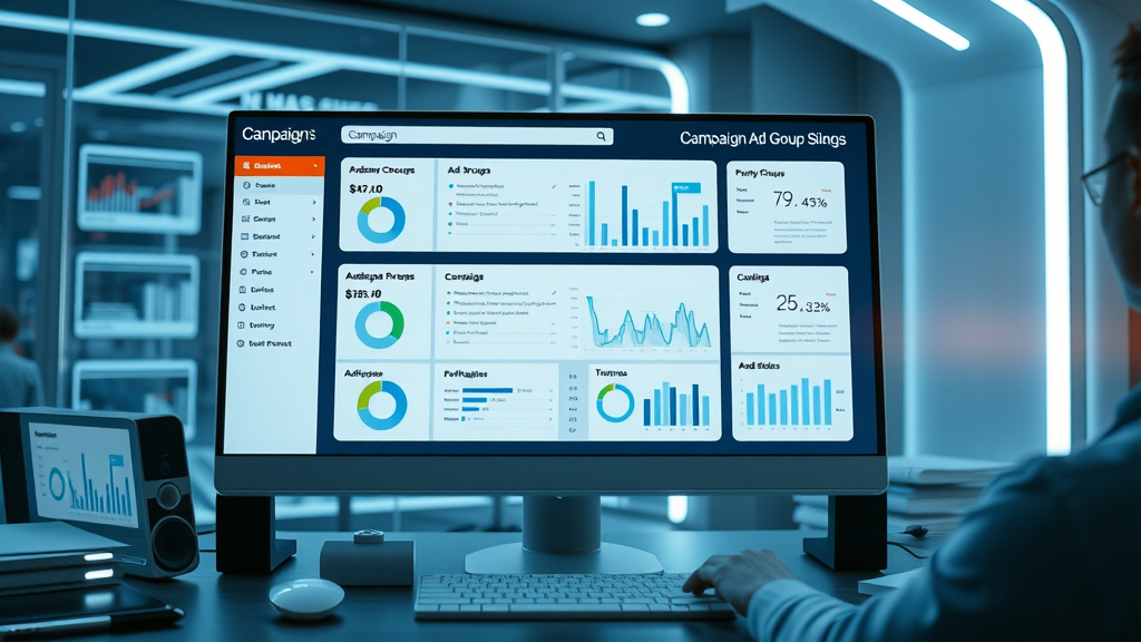 Organized campaign dashboard showing ad groups, budgets, and performance metrics for PPC campaign management