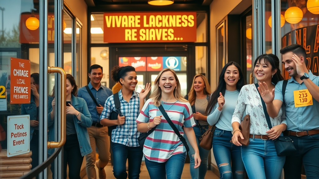 happy local customers entering small business after online engagement